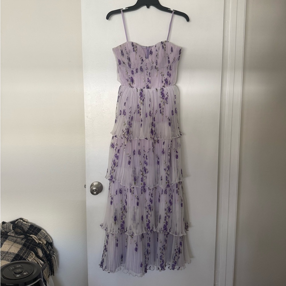 Dress the Population Lavender Floral Strapless Maxi Dress - Picture 3 of 5
